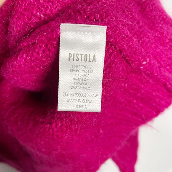 Pistola XS Fuchsia Pink Carlen Mock Neck Sweater Fuzzy Rib Trim Plush Oversized - Picture 8 of 11